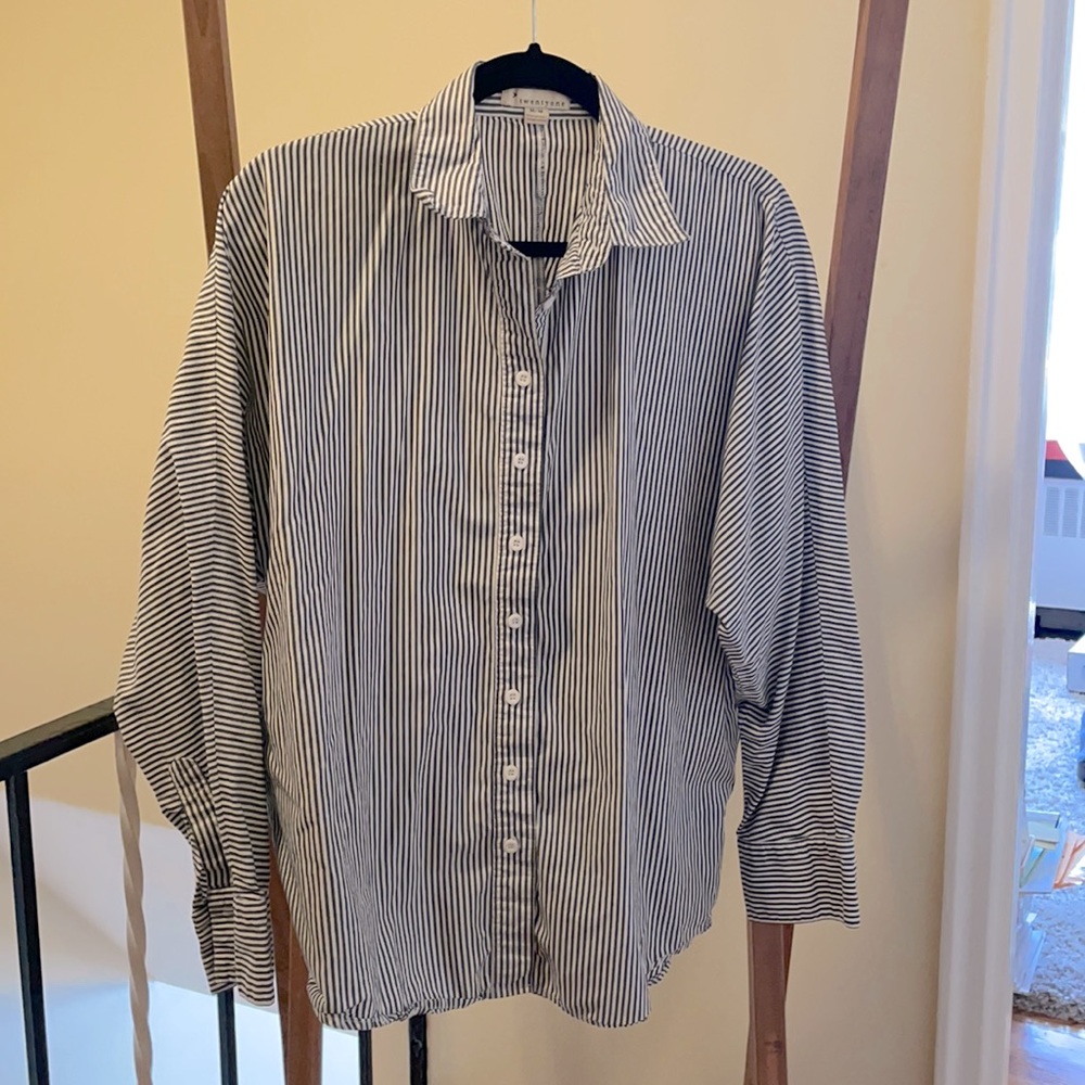 Pin Stripe Boyfriend Button Up Shirt